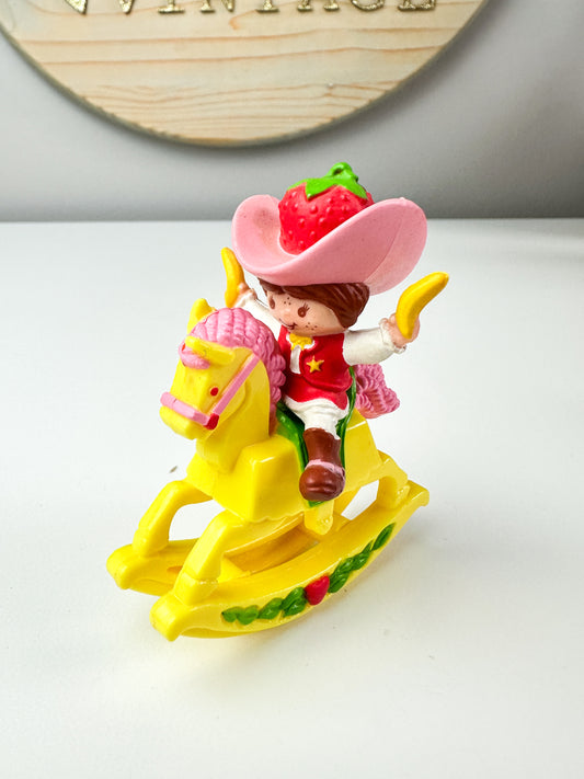 1983 Kenner Strawberry Shortcake Deluxe Miniature Strawberry Shortcake on a Rocking Horse