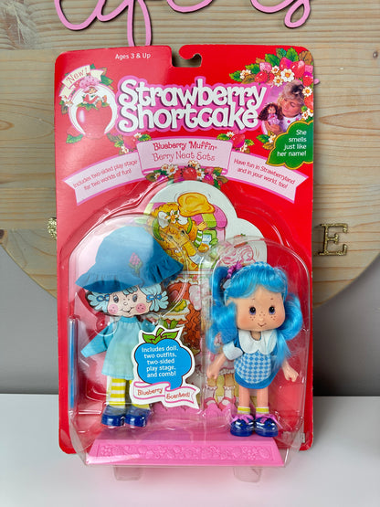 1991 THQ Strawberry Shortcake Blueberry Muffin Berry Neat Eats Doll MOC