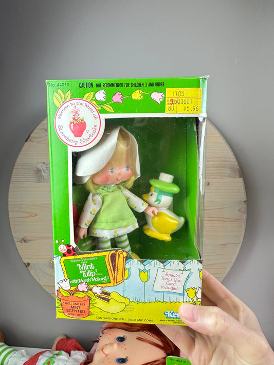 [RESERVED] 1983 Kenner Strawberry Shortcake Mint Tulip with Marsh Mallard Doll with Box