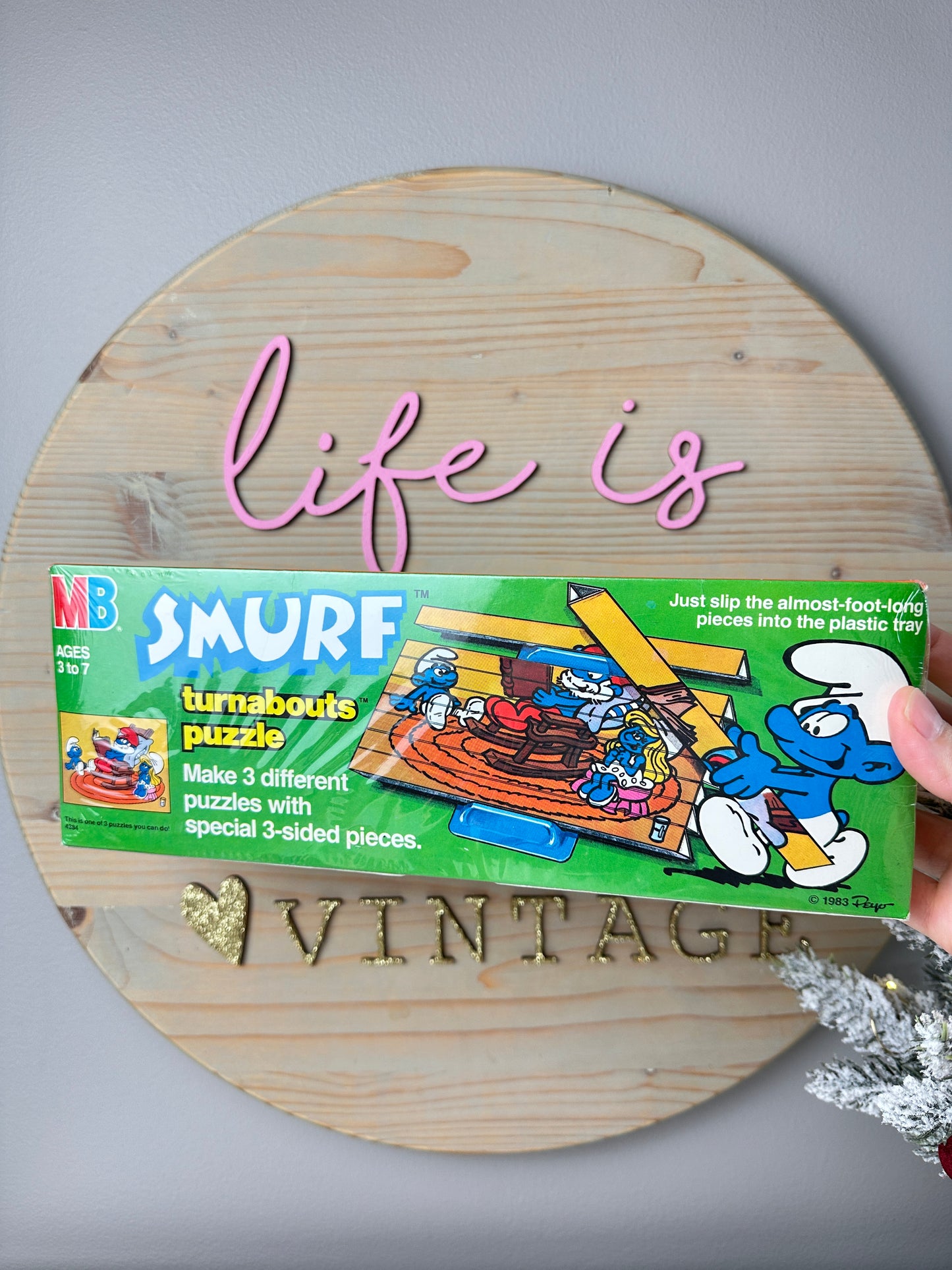 1980s Milton Bradley Smurfs Turnabouts Puzzle [Sealed]