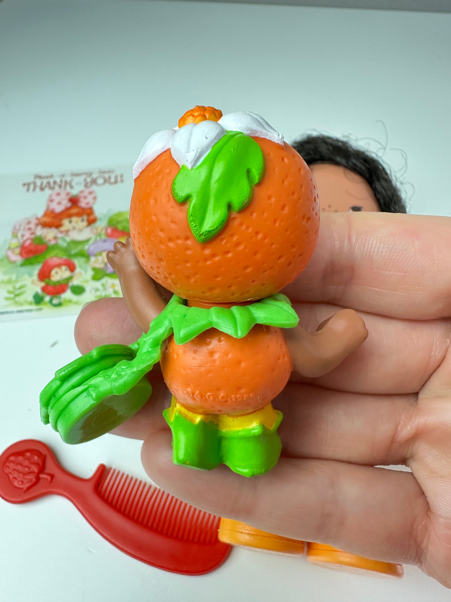 1985 Kenner Strawberry Shortcake Orange Blossom Berrykin Doll with Orange Berrykin *Berry Vault*