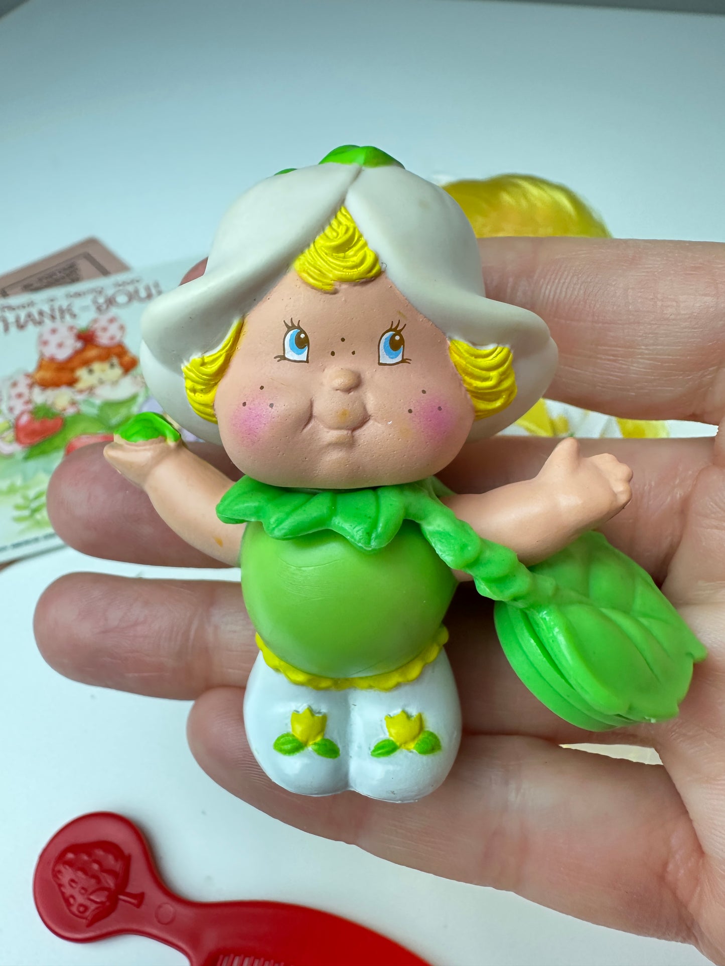 1985 Kenner Strawberry Shortcake Mint Tulip Berrykin Doll with Mint Berrykin *Berry Vault*