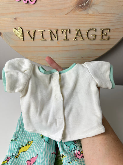 1987 Coleco Cabbage Patch Kids Rare Doll Outfit + Ribbons [Dinosaur Overalls]