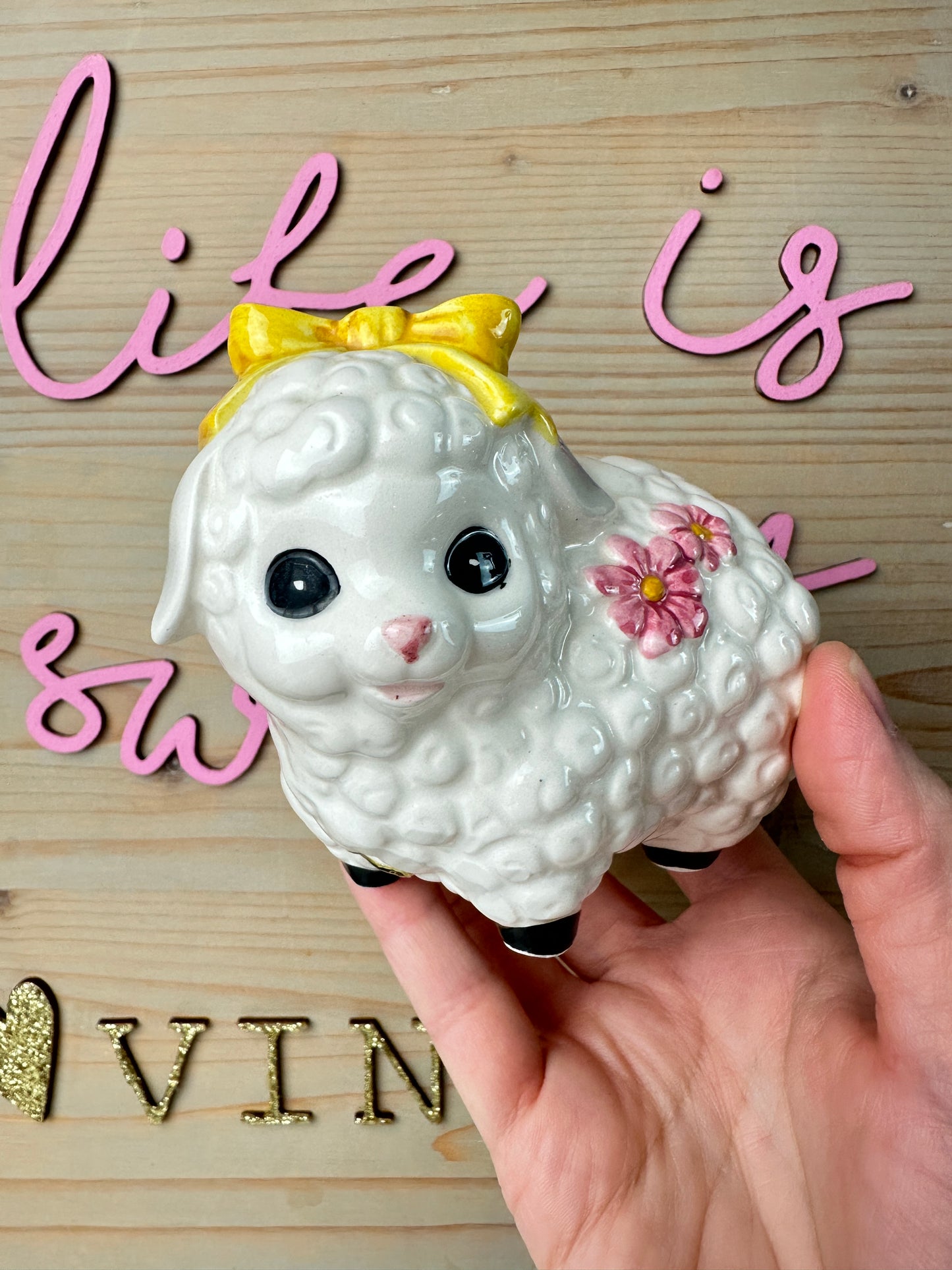 Kitschy Cute Porcelain Lamb [Made in Japan]
