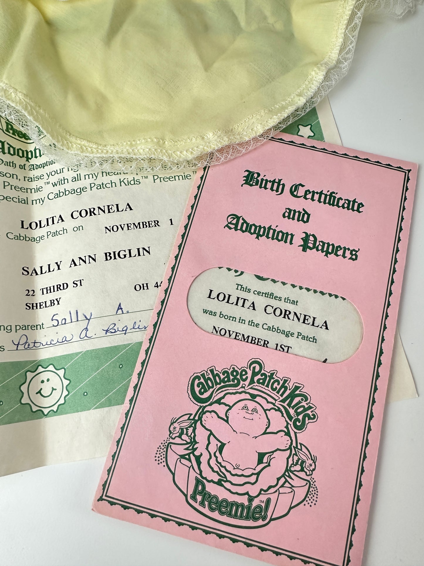 1980s Coleco Cabbage Patch Preemie Girl & Paperwork [Lolita Cornelia]