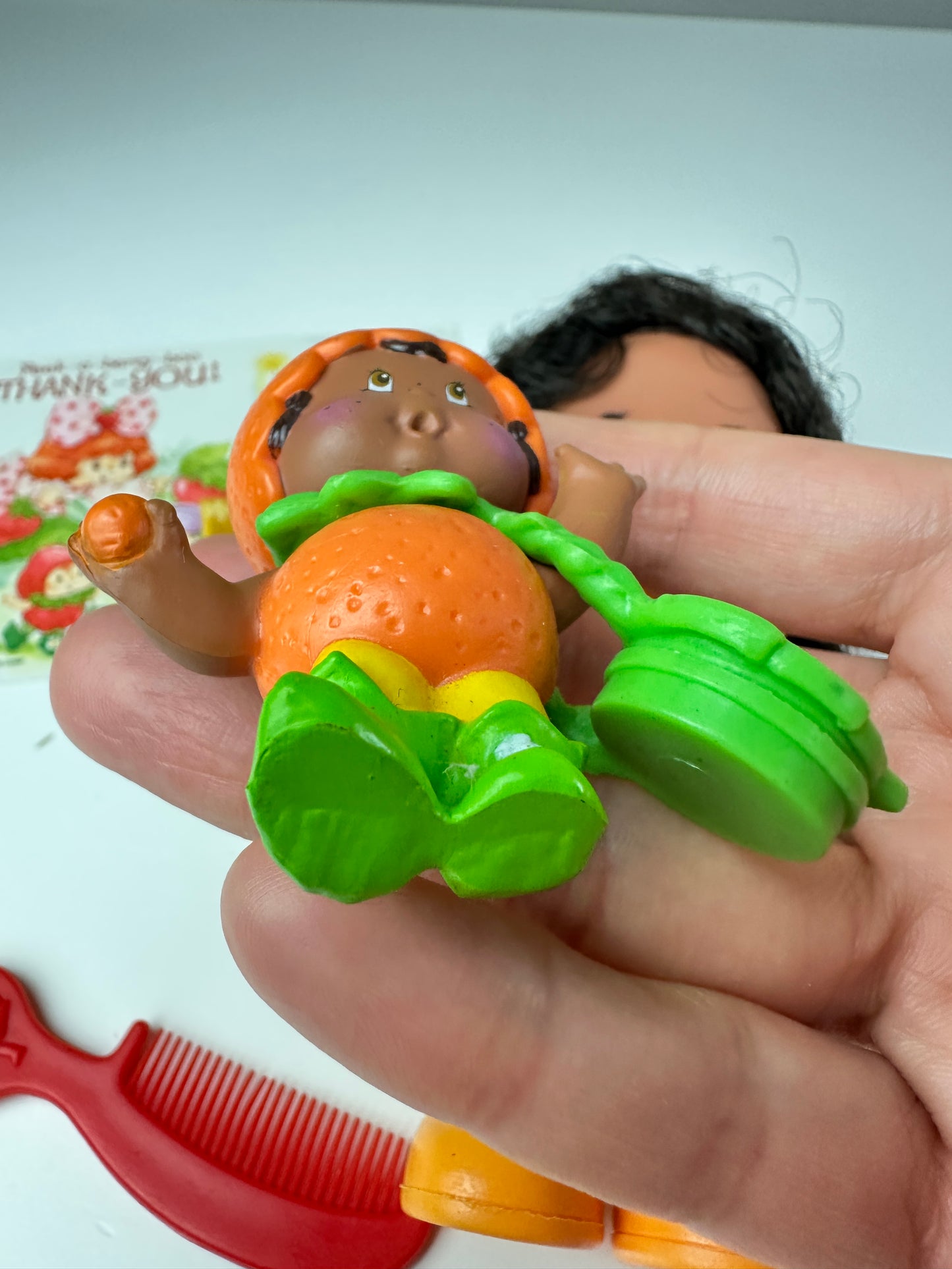 1985 Kenner Strawberry Shortcake Orange Blossom Berrykin Doll with Orange Berrykin *Berry Vault*