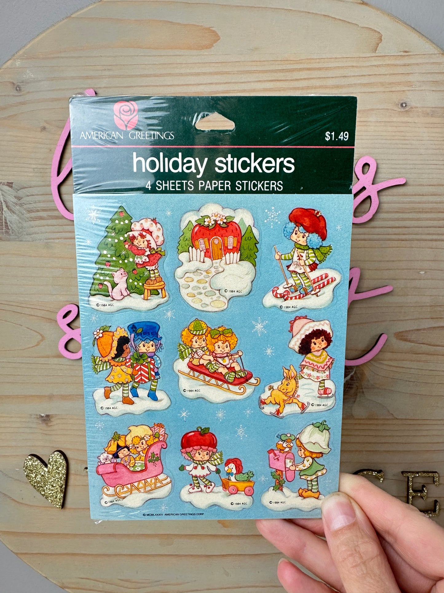 1984 American Greetings Strawberry Shortcake Holiday Stickers Four Sheets [SEALED]