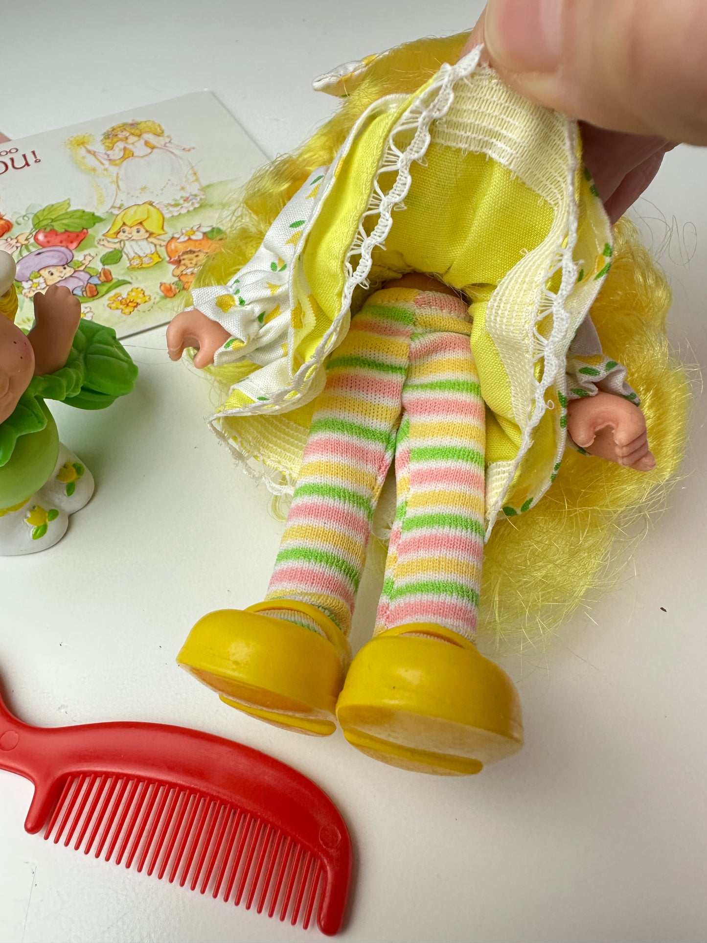 1985 Kenner Strawberry Shortcake Mint Tulip Berrykin Doll with Mint Berrykin *Berry Vault*