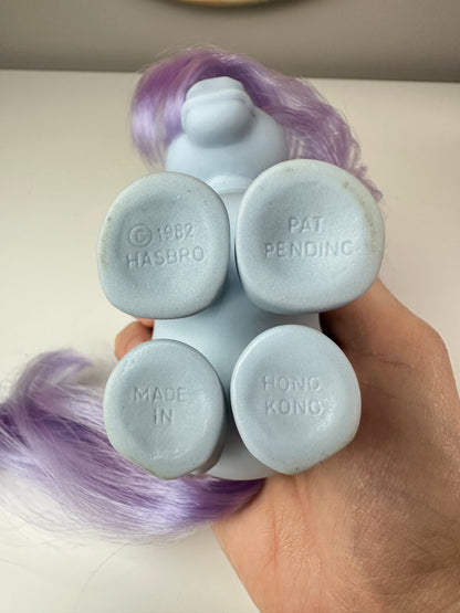 1980s Hasbro My Little Pony Concave Foot Blue Belle