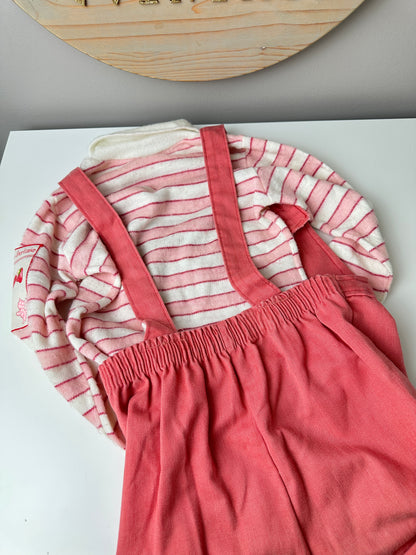 1980 American Greetings Dobie Strawberry Shortcake Overalls and Shirt Kids Clothing Outfit Set - 6X