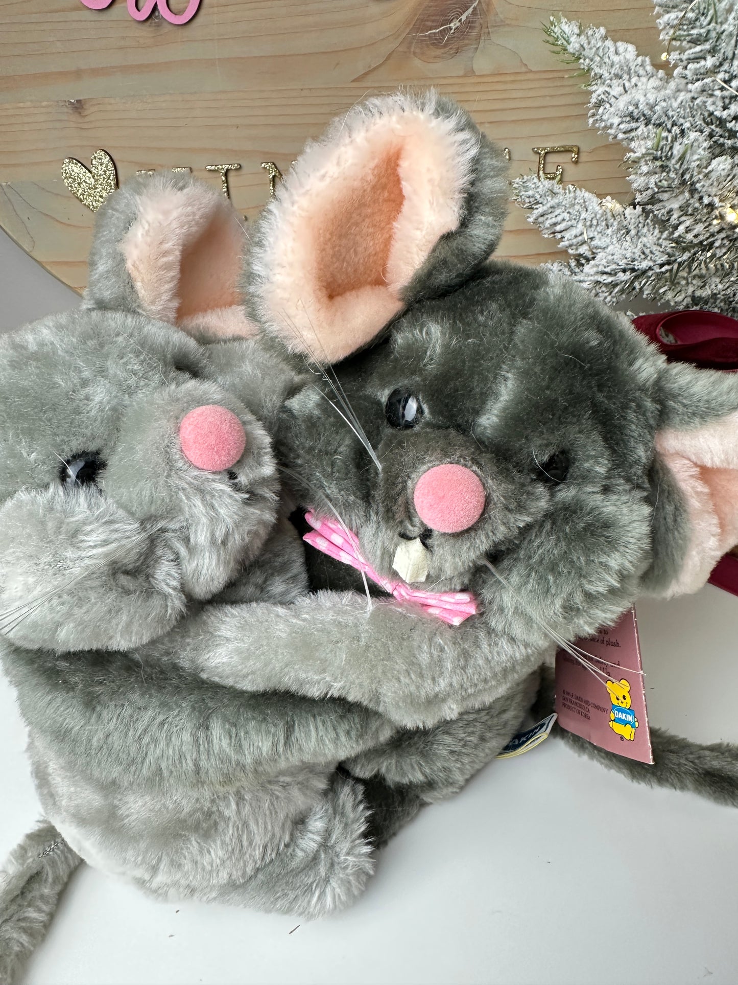 1983 Dakin City Mouse & Country Mouse Hugging Plush Set with Tags