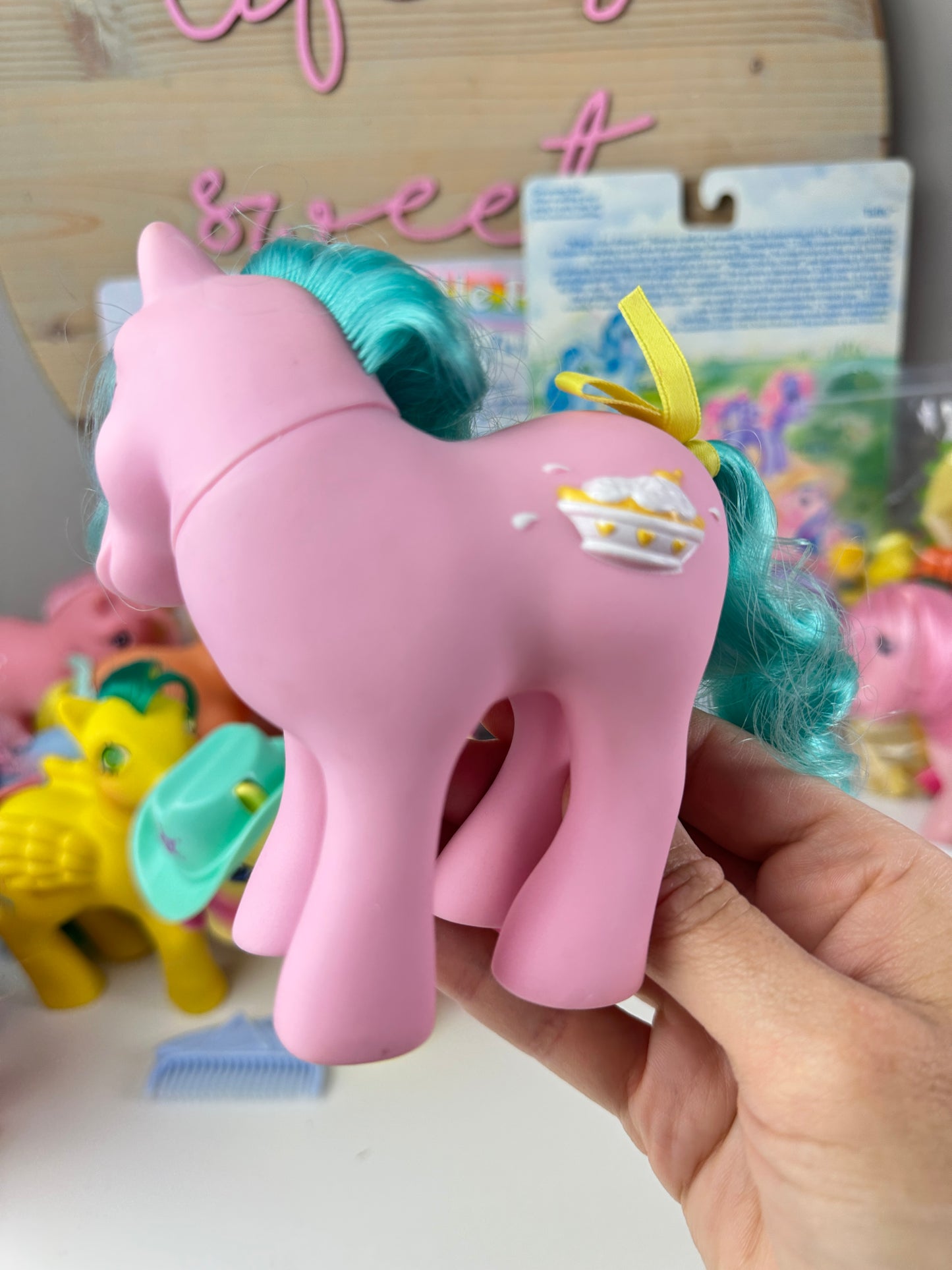 1980s Hasbro My Little Pony Sundae Best Banana Surprise with Ribbon + Clip