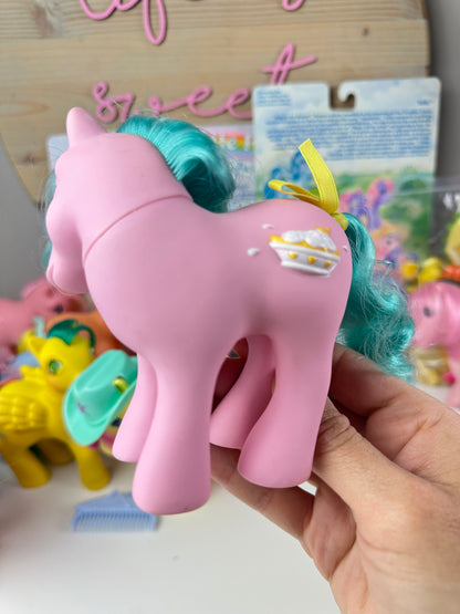 1980s Hasbro My Little Pony Sundae Best Banana Surprise with Ribbon + Clip