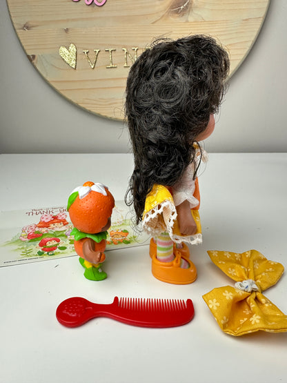 1985 Kenner Strawberry Shortcake Orange Blossom Berrykin Doll with Orange Berrykin *Berry Vault*
