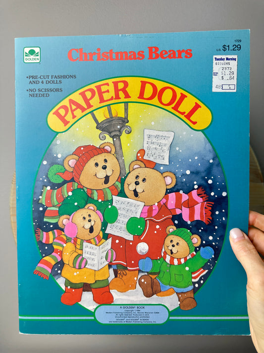 1984 Golden Christmas Bears Paperdoll Book Unused