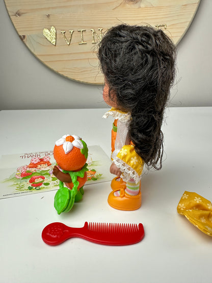1985 Kenner Strawberry Shortcake Orange Blossom Berrykin Doll with Orange Berrykin *Berry Vault*