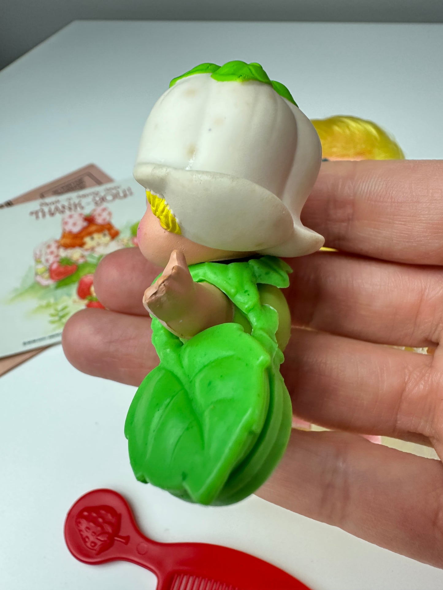 1985 Kenner Strawberry Shortcake Mint Tulip Berrykin Doll with Mint Berrykin *Berry Vault*