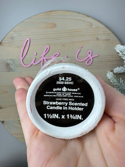 1980s Strawberry Shortcake Guild House Porcelain Candle Unused Pink