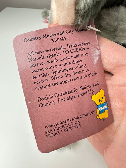 1983 Dakin City Mouse & Country Mouse Hugging Plush Set with Tags