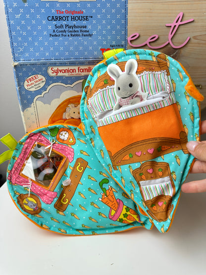 1980s Tomy Sylvanian Families Timbertop Family + Carrot House
