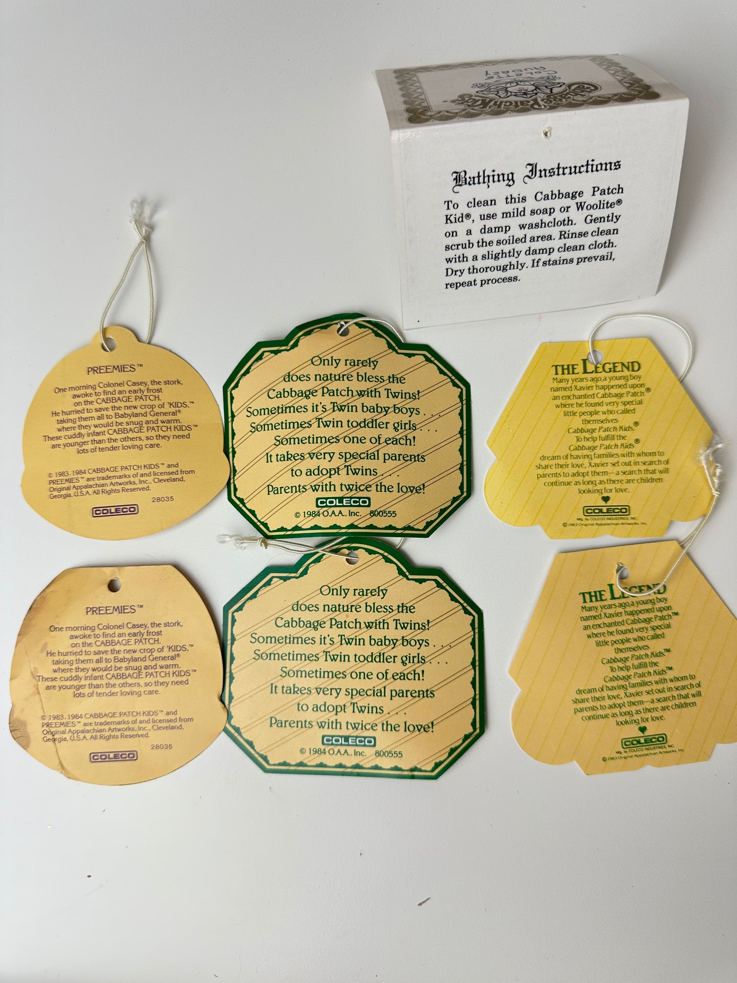 1980s Coleco Cabbage Patch Kid Hang Tags [Sold Separately]