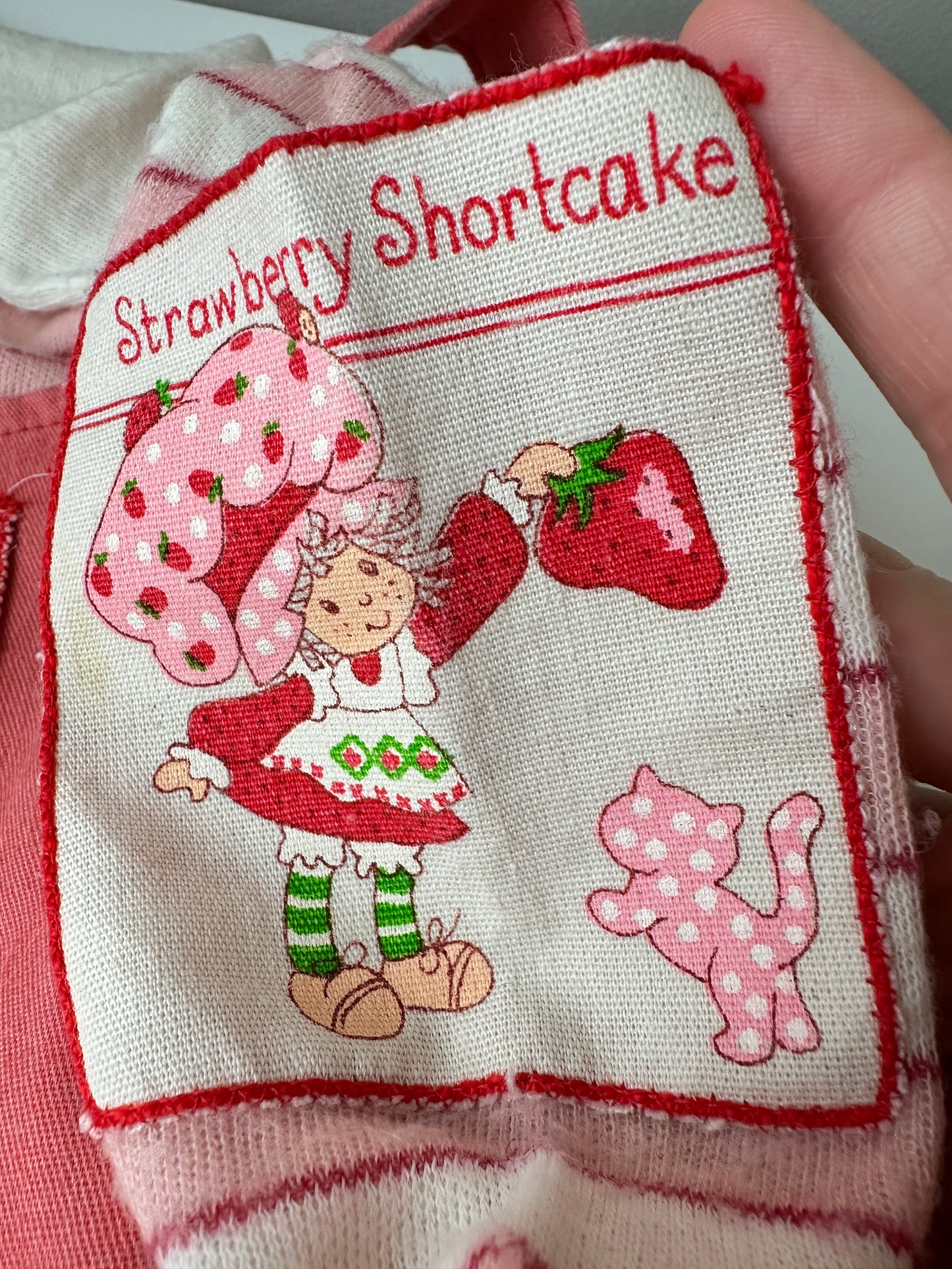 1980 American Greetings Dobie Strawberry Shortcake Overalls and Shirt Kids Clothing Outfit Set - 6X