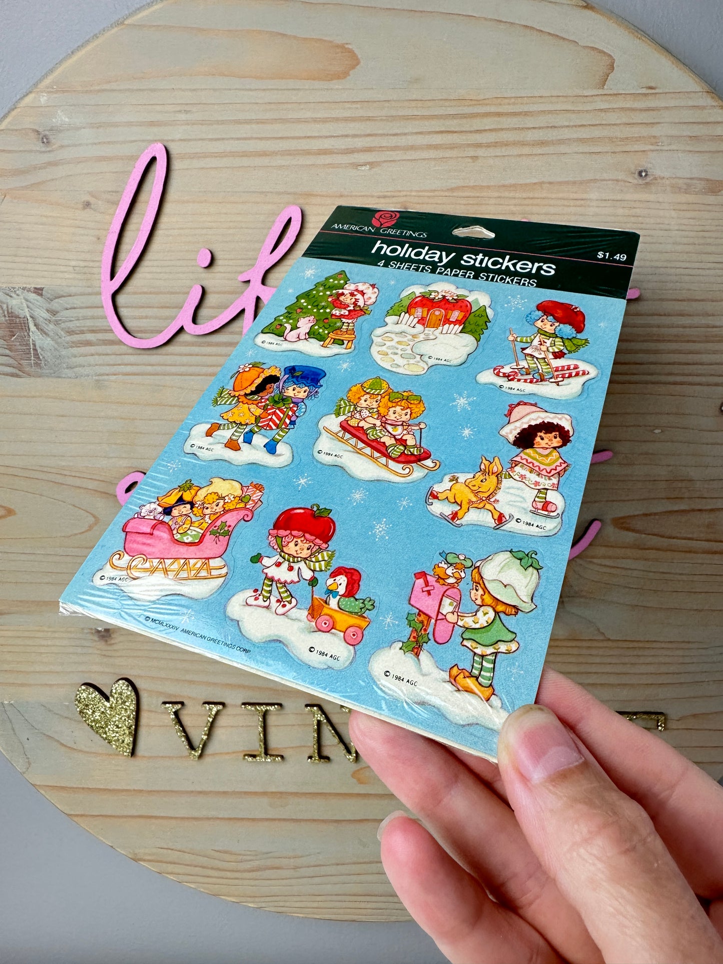 1984 American Greetings Strawberry Shortcake Holiday Stickers Four Sheets [SEALED]