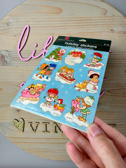 1984 American Greetings Strawberry Shortcake Holiday Stickers Four Sheets [SEALED]