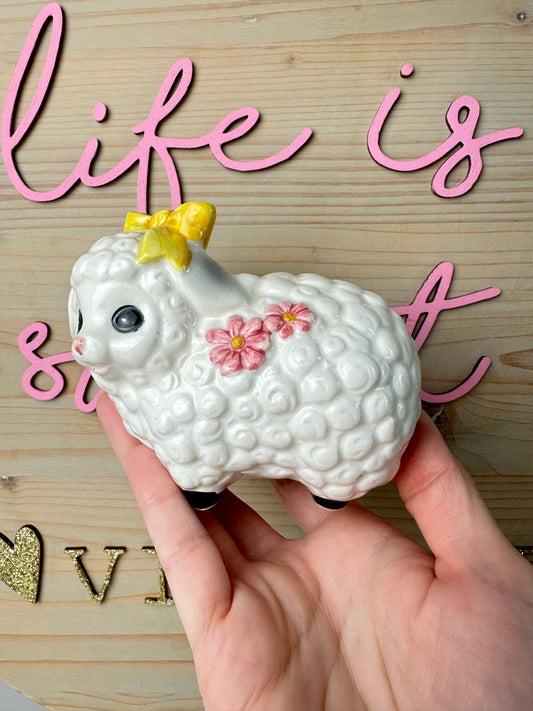 Kitschy Cute Porcelain Lamb [Made in Japan]