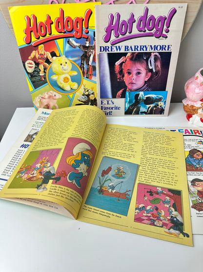 1980s Hot Dog! Magazine Lot with Posters, Baseball Cards, & Stickers