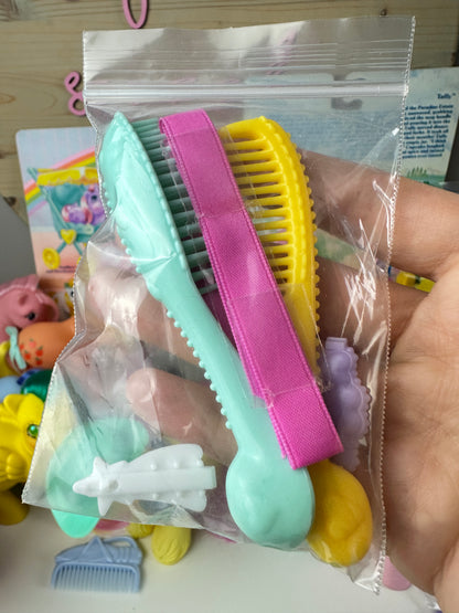 1980s Hasbro My Little Pony Braided Beauty Brush 'n Grow Pony with Accessories
