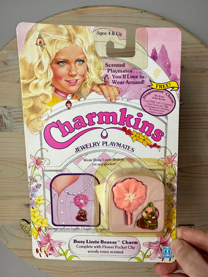 1984 Hasbro Charmkins Bizzie Lizzie Beaver MOC