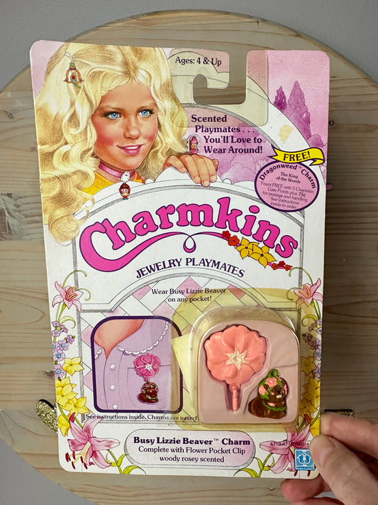 1984 Hasbro Charmkins Bizzie Lizzie Beaver MOC