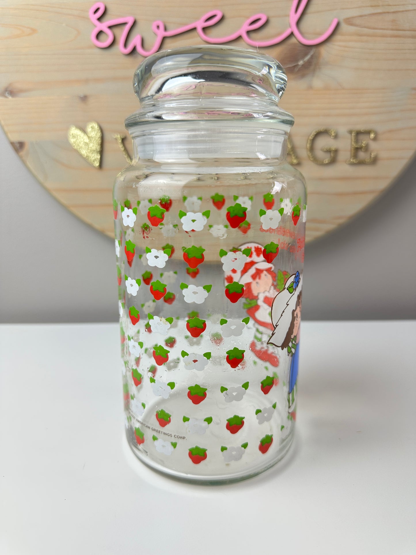 1980s AGC Strawberry Shortcake Glass Canister