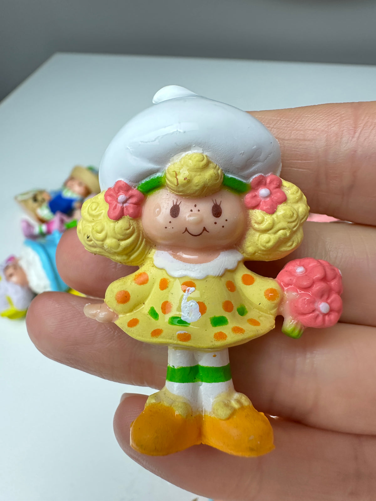 1980s Kenner Strawberry Shortcake Lemon Meringue with a Bouquet Miniature PVC