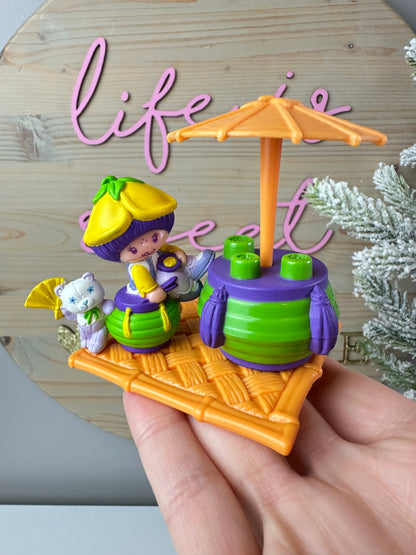 1984 Kenner Strawberry Shortcake Almond Tea with Marza Panda Deluxe Miniature *Berry Vault*