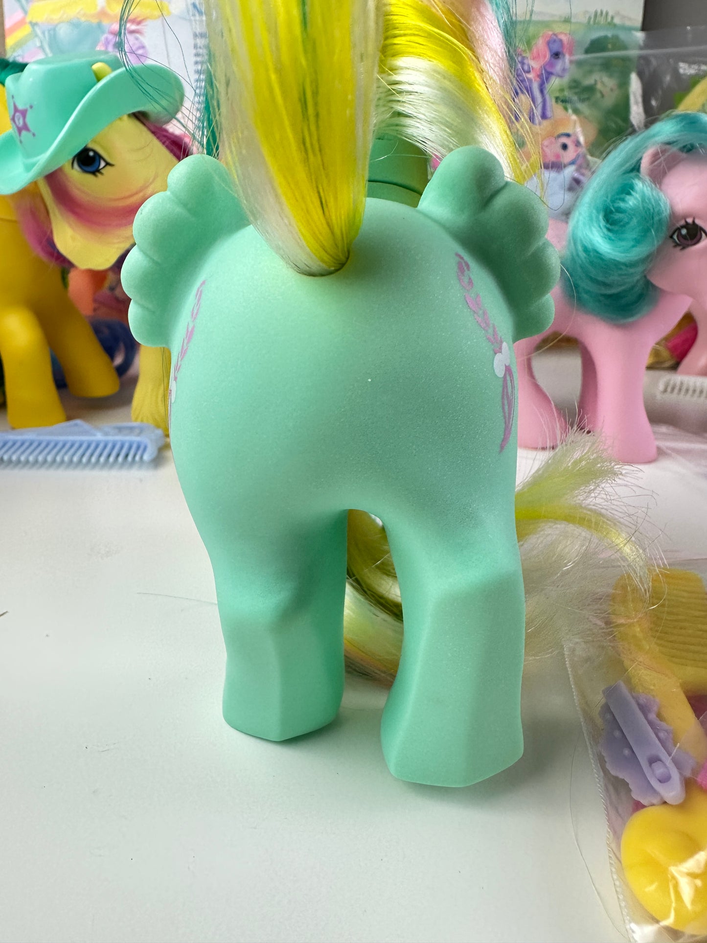 1980s Hasbro My Little Pony Braided Beauty Brush 'n Grow Pony with Accessories