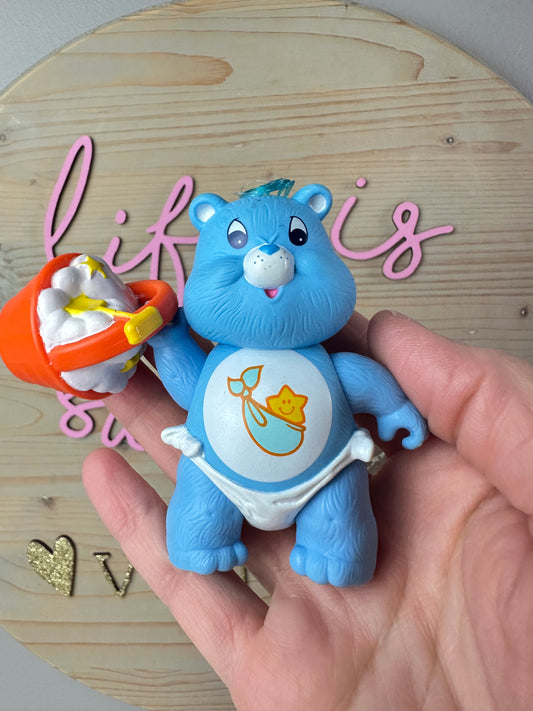1980s Kenner Care Bear Baby Tugs Bear Poseable with Bucket Accessory