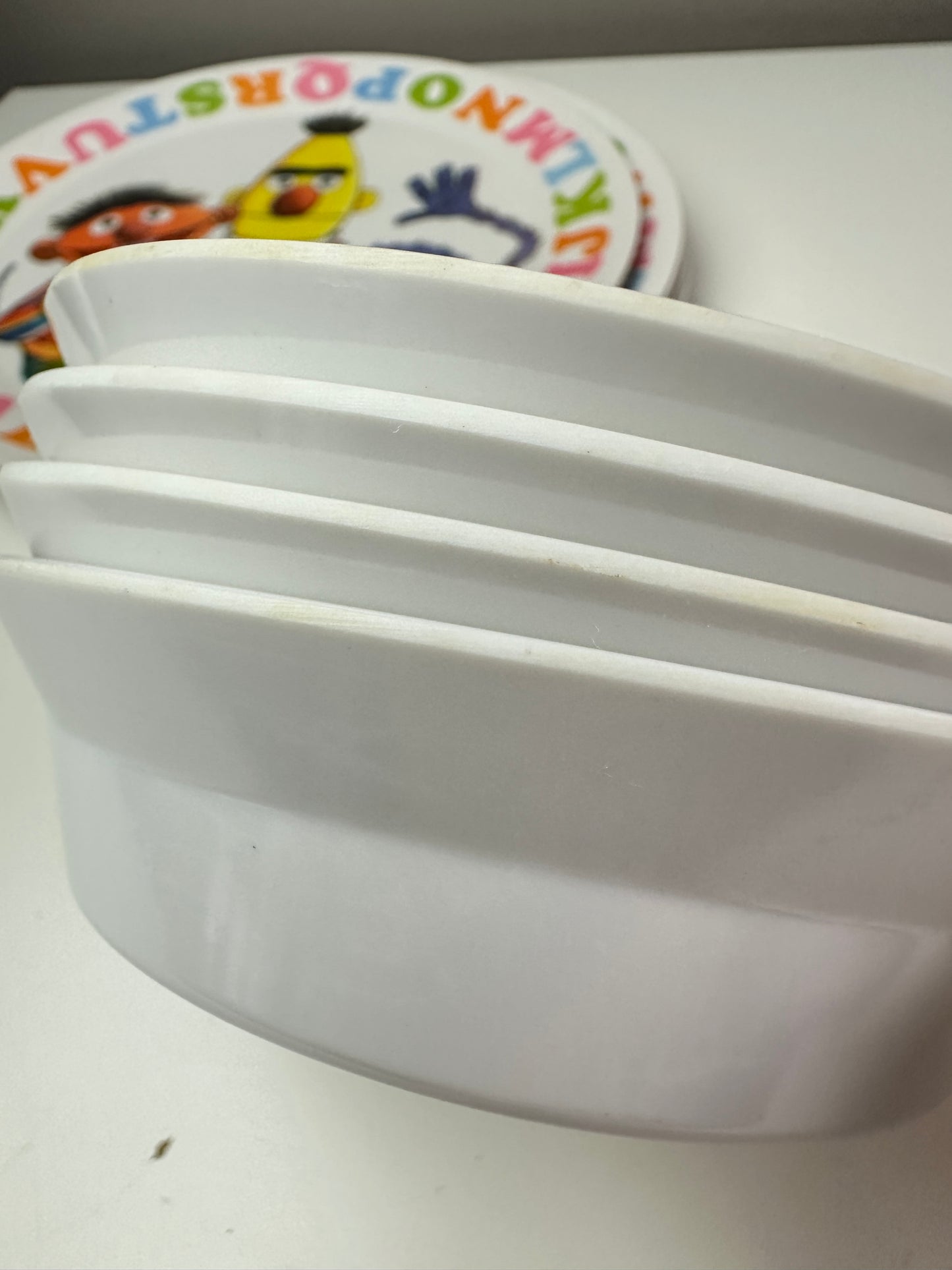 80s Plastic Sesame Street Dinnerware Set with Cookie Monster Bowls
