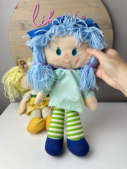 Vintage Custom Strawberry Shortcake Rag Dolls Banana Twirl & Blueberry Muffin (Lot of Two)