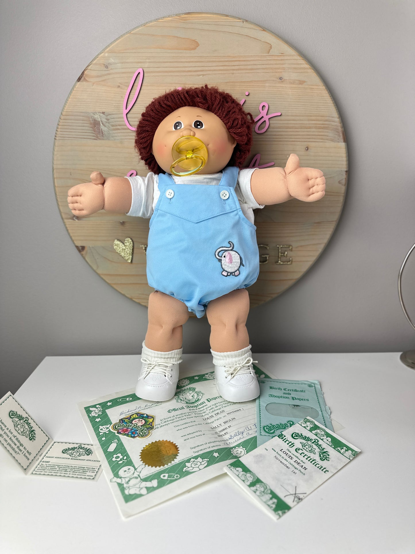 1980s Coleco Cabbage Patch Boy with Pacifier & Paperwork [Louis Dean]