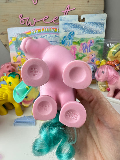 1980s Hasbro My Little Pony Sundae Best Banana Surprise with Ribbon + Clip