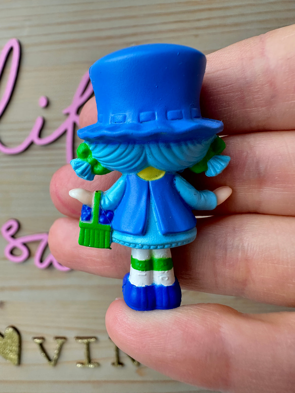 1980s Kenner Strawberry Shortcake Blueberry Muffin with a Berry Basket Miniature PVC