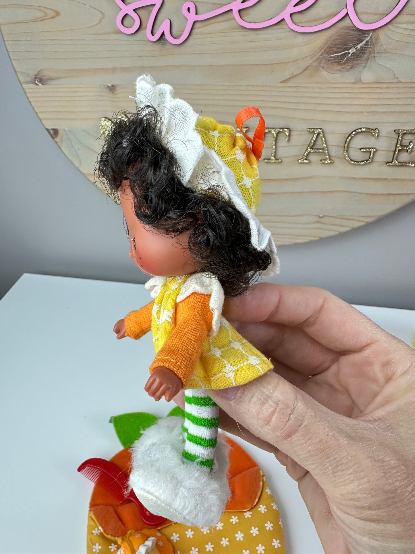 1984 Kenner Strawberry Shortcake Orange Blossom Sweet Sleeper Doll with Sleeping Bag