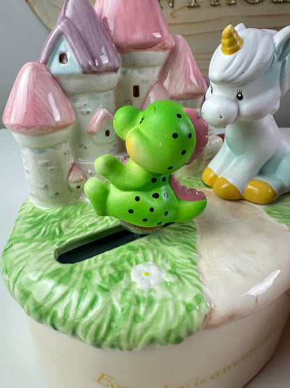 1985 American Greetings Spellbinders Musical Castle with Unicorn & Dragon
