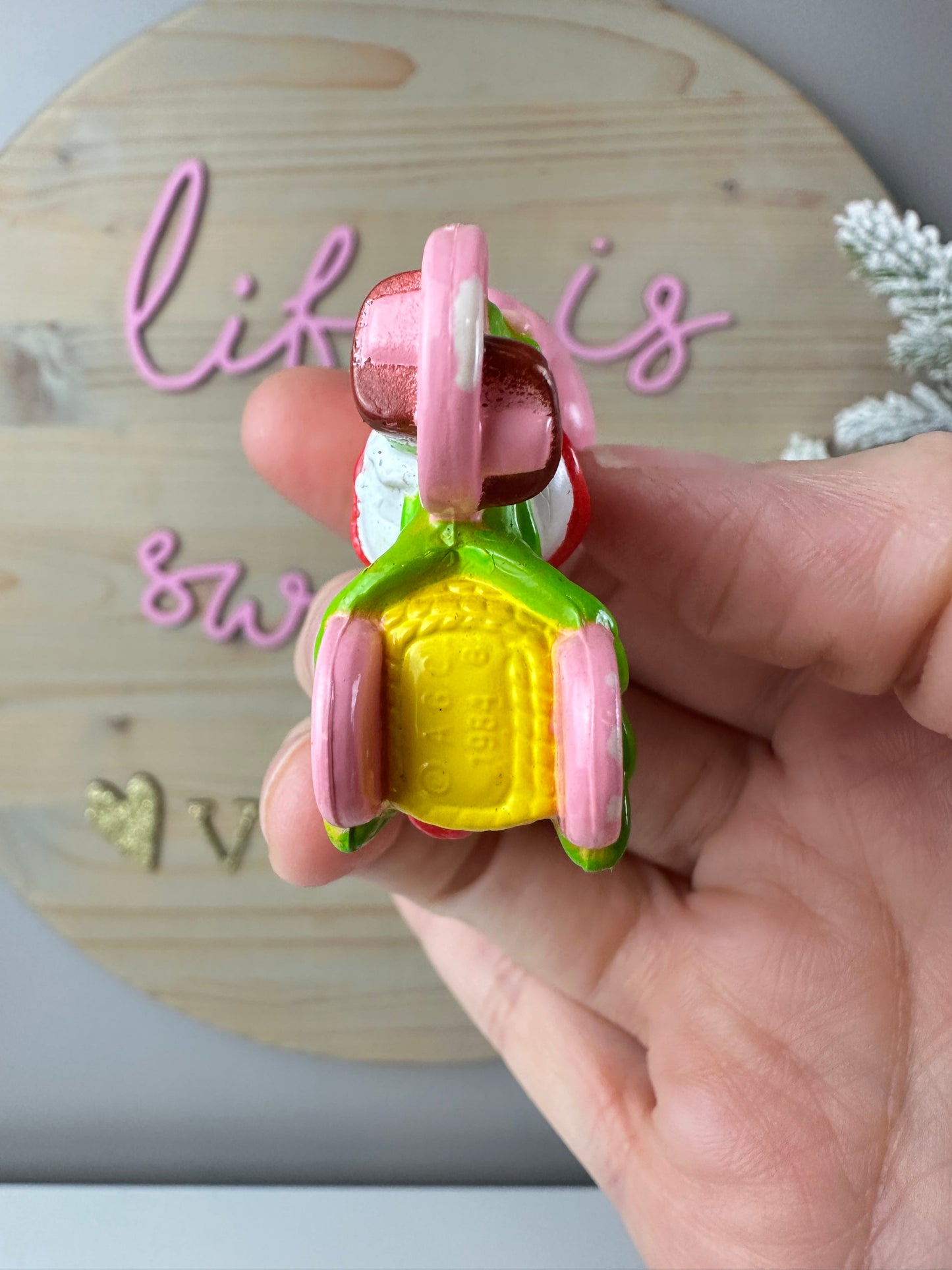 1984 Kenner Strawberry Shortcake with Custard on the Berry Cycle Mini PVC Figure *Berry Vault*