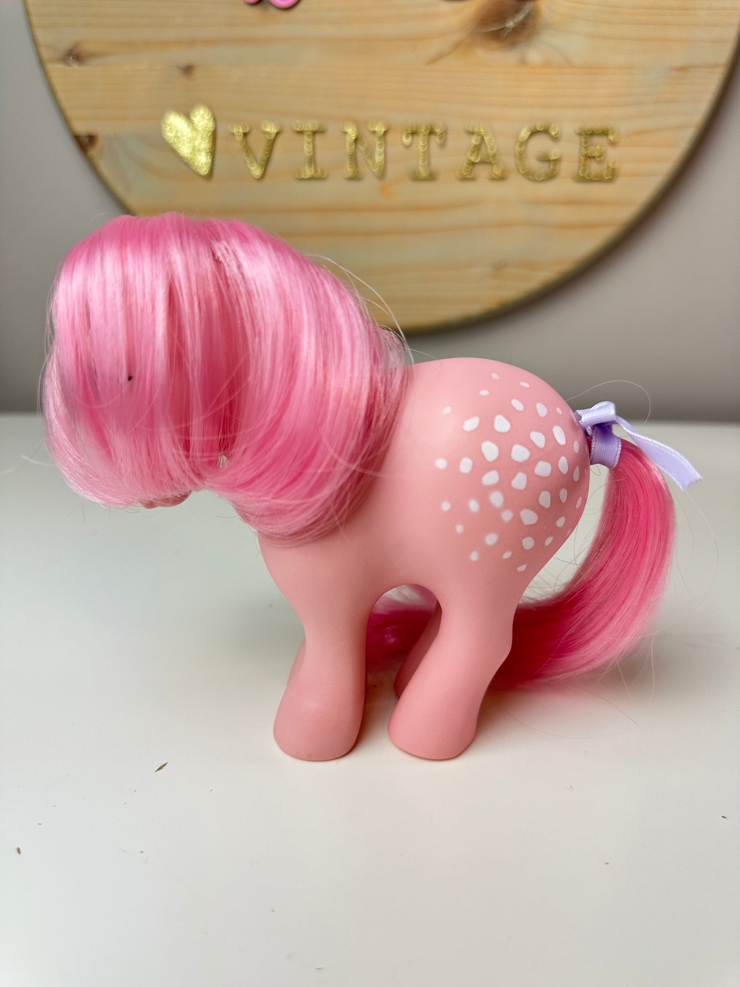 1980s Hasbro My Little Pony Concave Foot Cotton Candy with Ribbon
