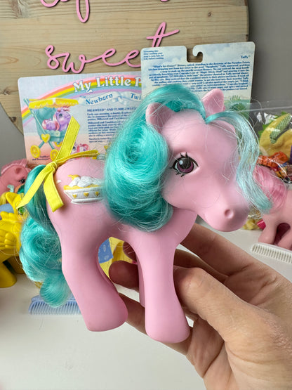 1980s Hasbro My Little Pony Sundae Best Banana Surprise with Ribbon + Clip