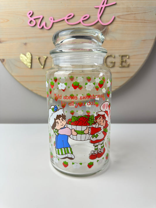 1980s AGC Strawberry Shortcake Glass Canister
