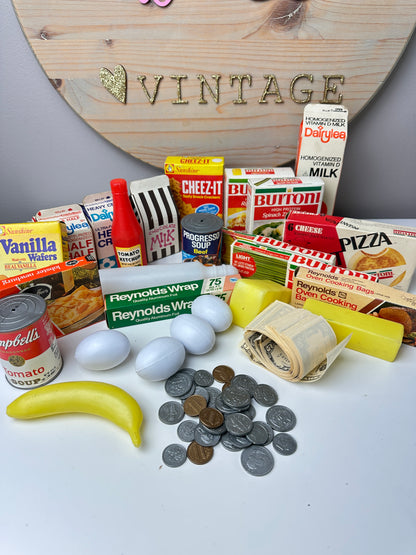 1980s Play Food Lot with Play Money
